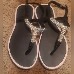 Fashion Nova Black Sandals with Rhinestones